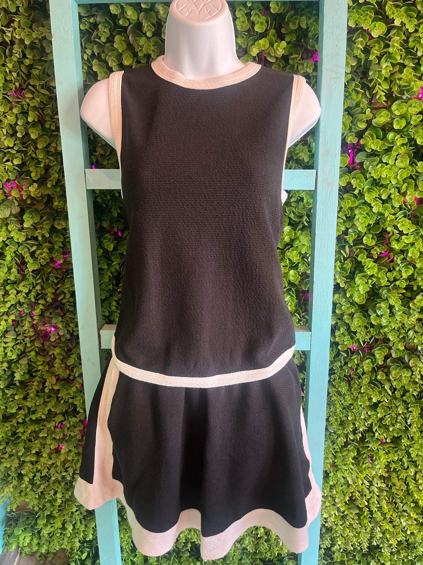 Black Color Block Skort