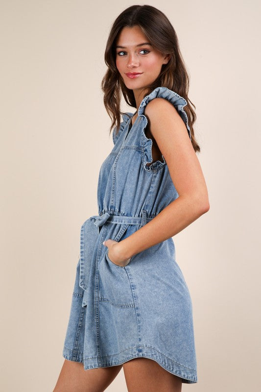 Chambray Ruffle Dress