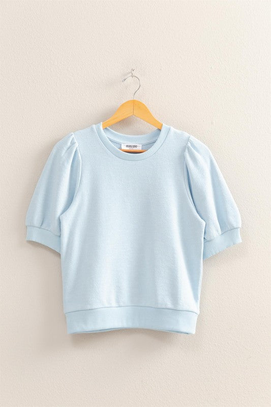 Puff Sleeve Round Neck Top