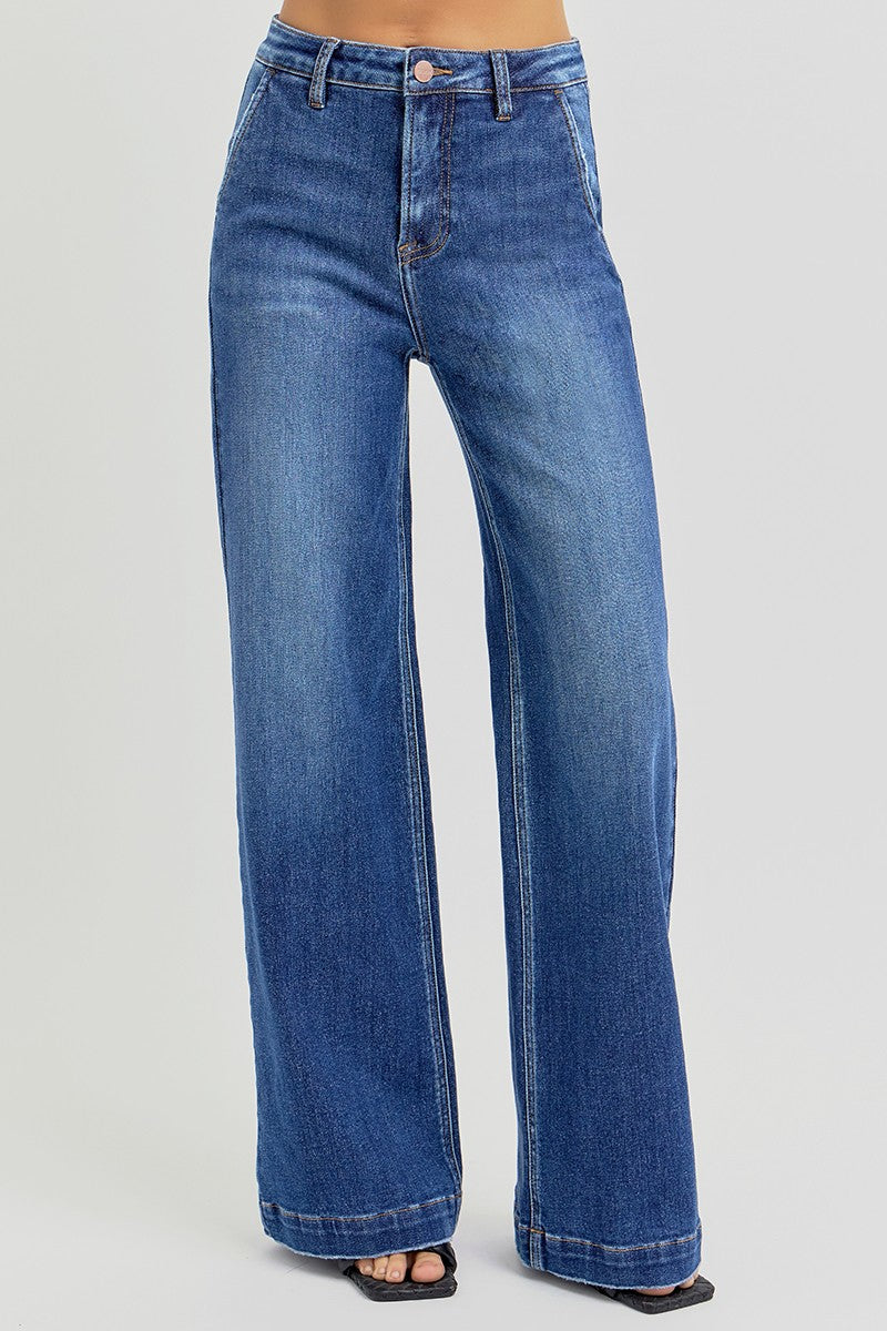 Risen-Slant Pocket Jeans