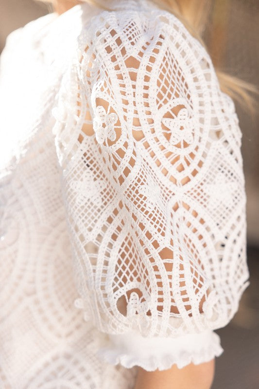 Ruffled Band Detailed Lace Top