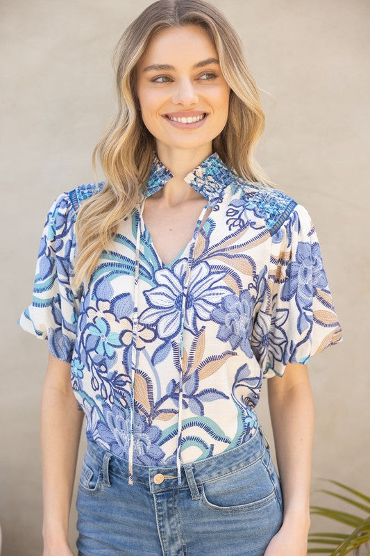 Navy and Lace Blouse