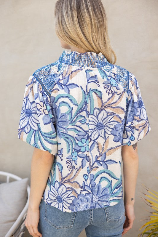 Navy and Lace Blouse
