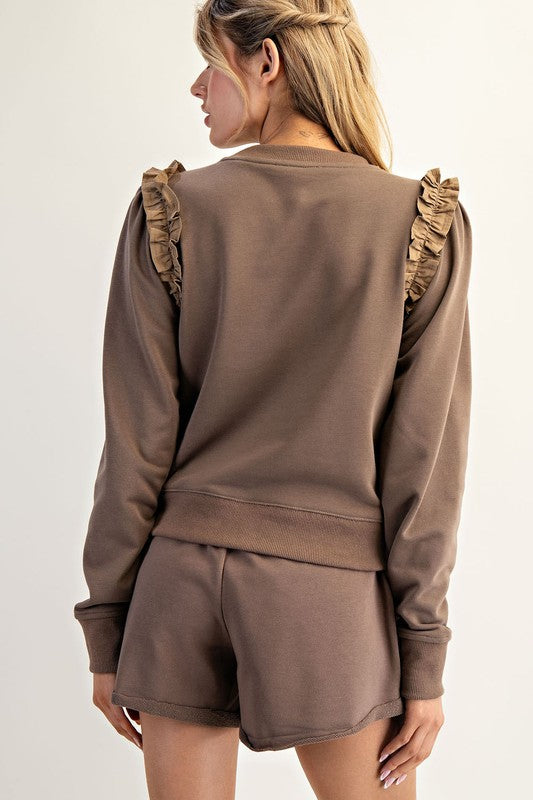 Ruffle Shoulder Pullover