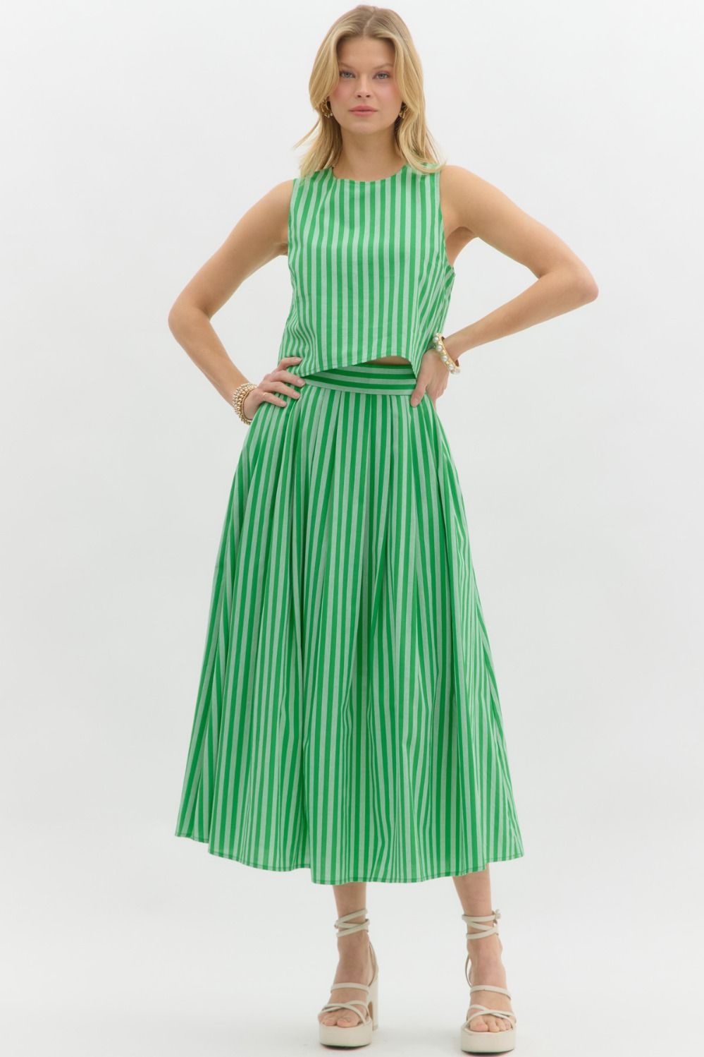 Green Button Up Back Top