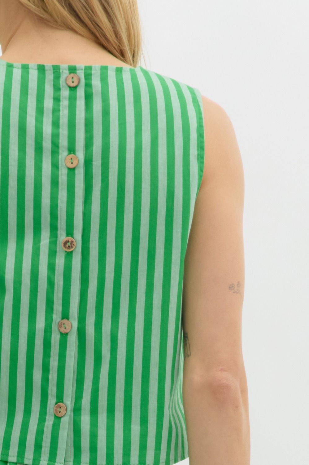 Green Button Up Back Top