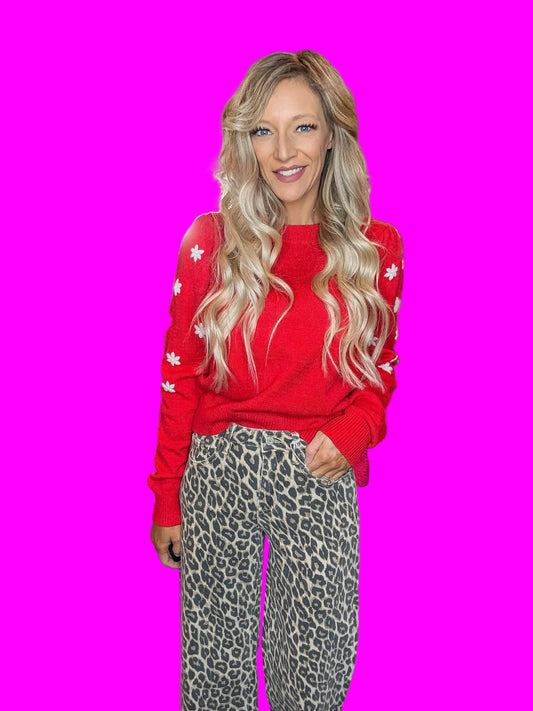 Vervet crop leopard denim jean