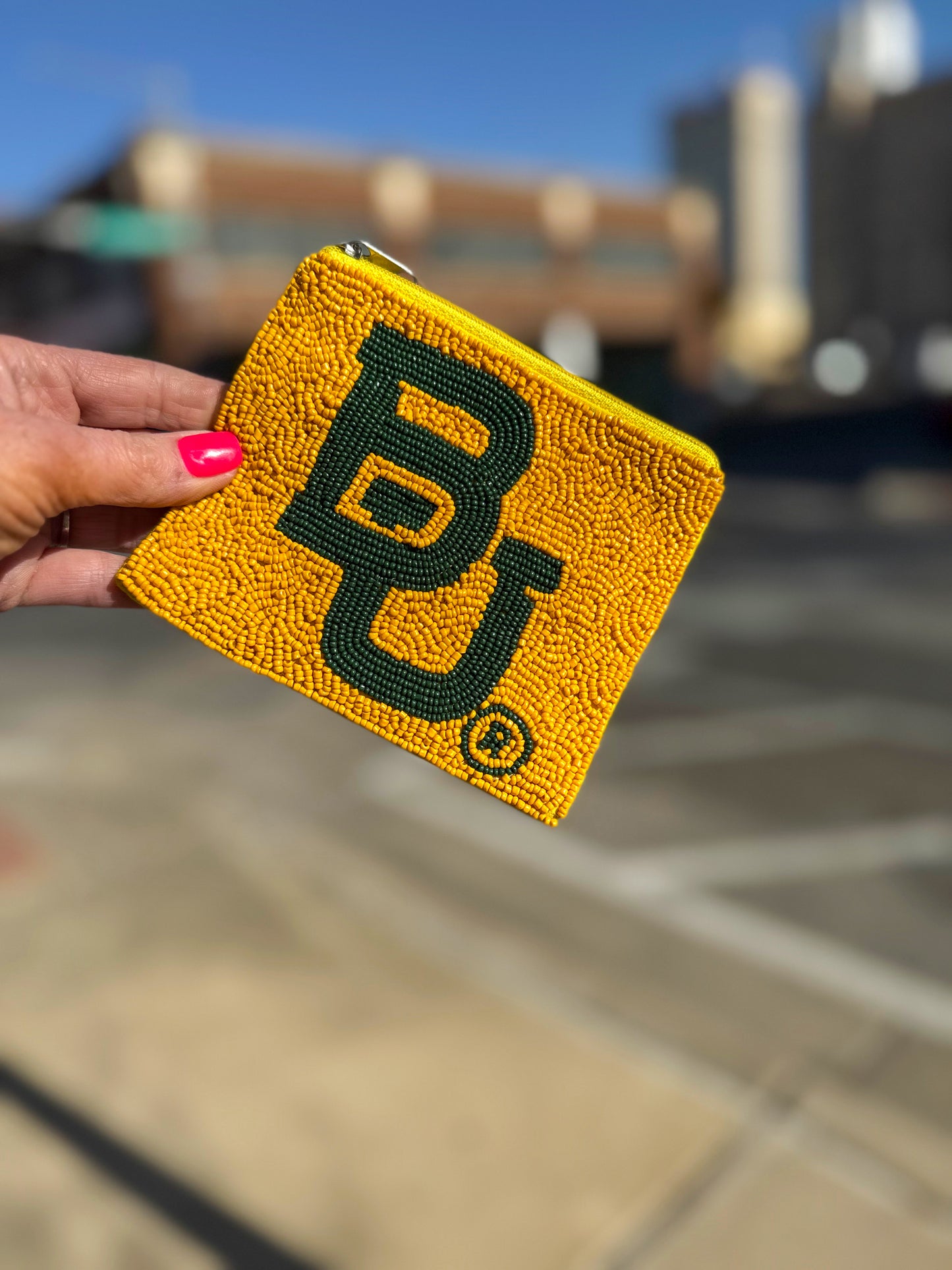 baylor coin purse green gold