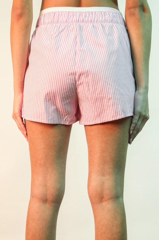 Stripe Short Set-Pink