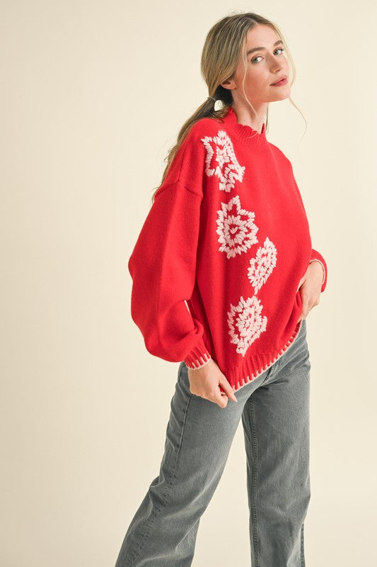 Floral Embroidery Sweater