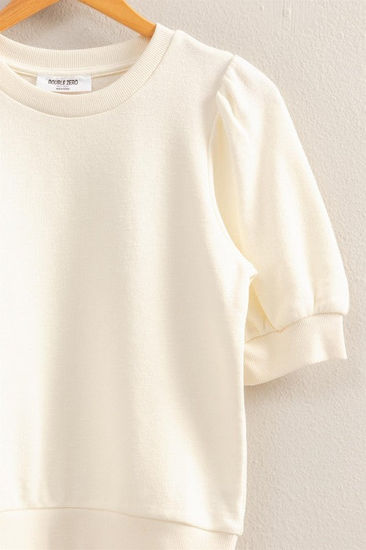 Puff Sleeve Round Neck Top