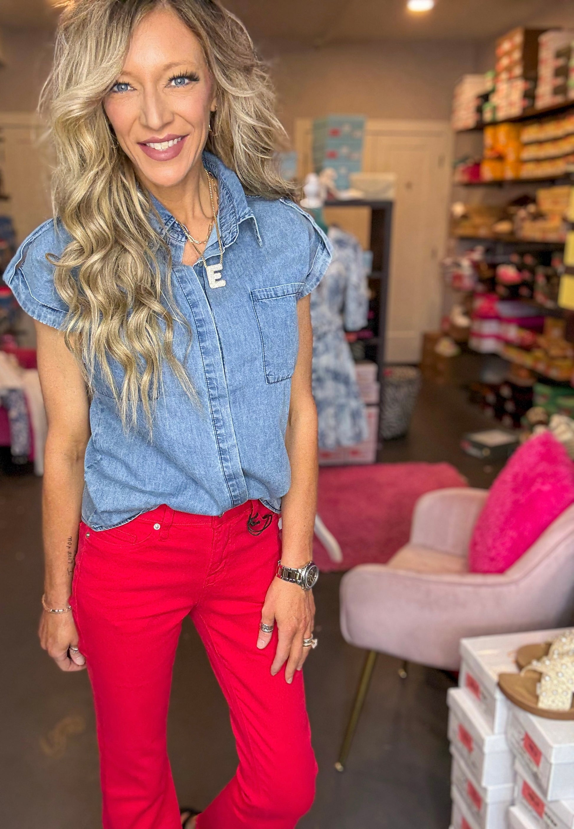 Mica Denim-Husker Red High Rise - Twisted Sisters Shoetique