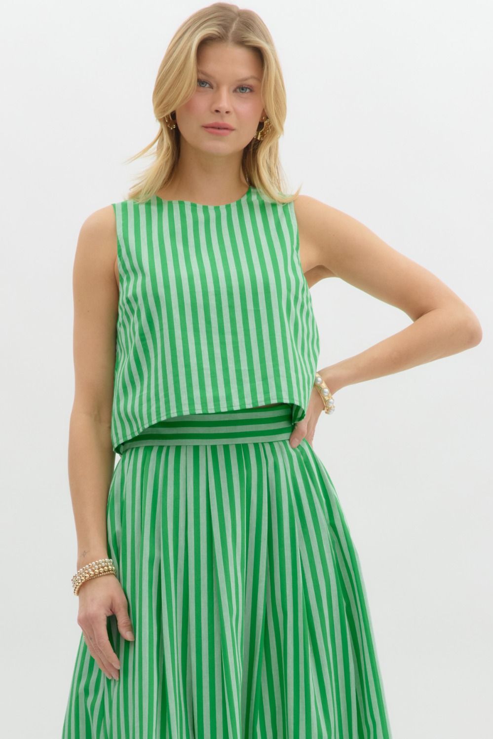 Green Button Up Back Top