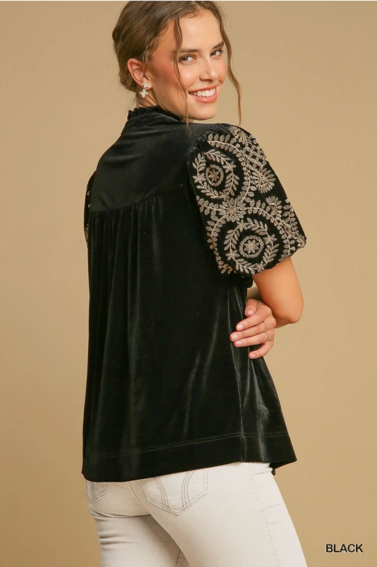 Velvet Embroidered Top