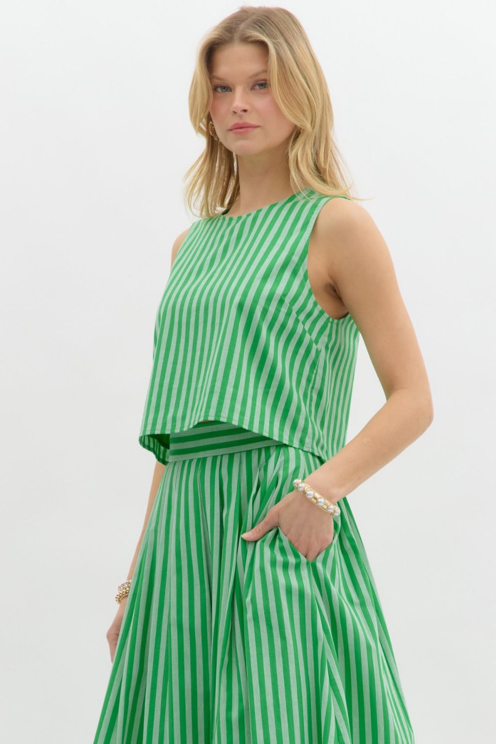 Green Button Up Back Top