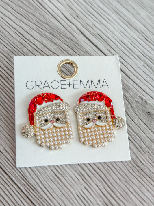 Rhinestone Santa Studs