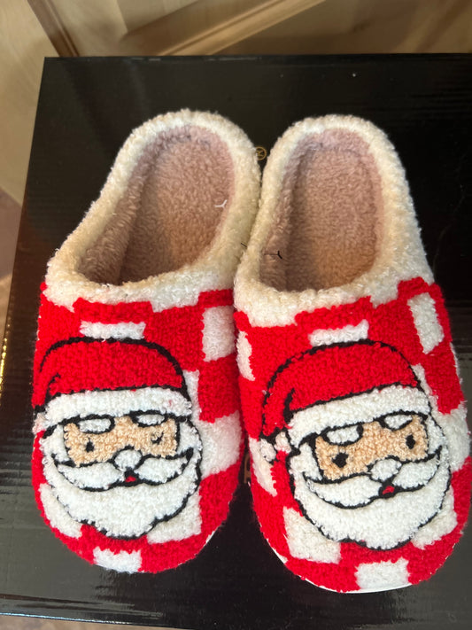 Checkered Santa Slippers