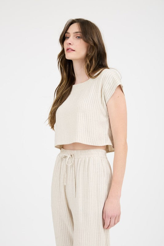 Pinstripe Linen Top