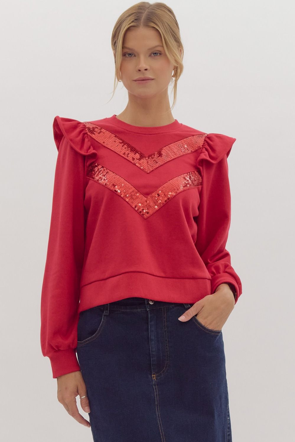 Red Sequin Pullover