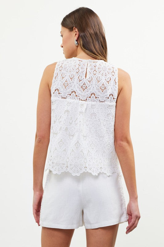 Lace Scalloped Hem Top