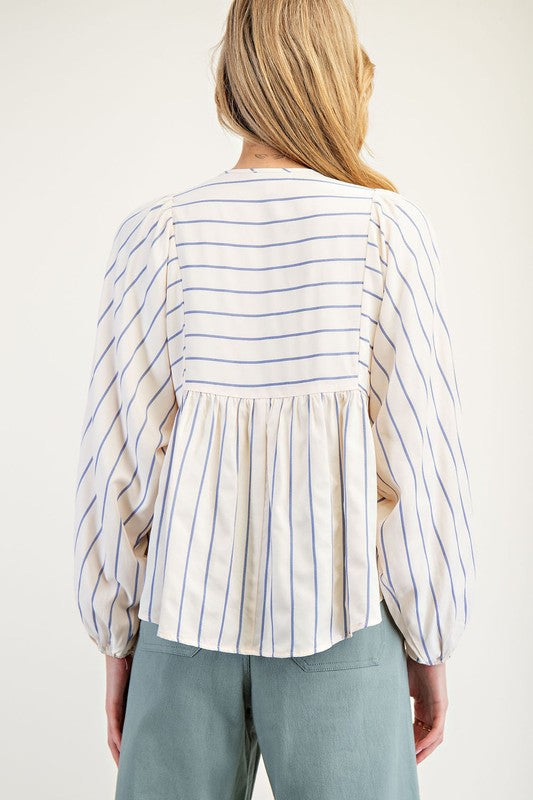 Tie Front Stripe Blouse