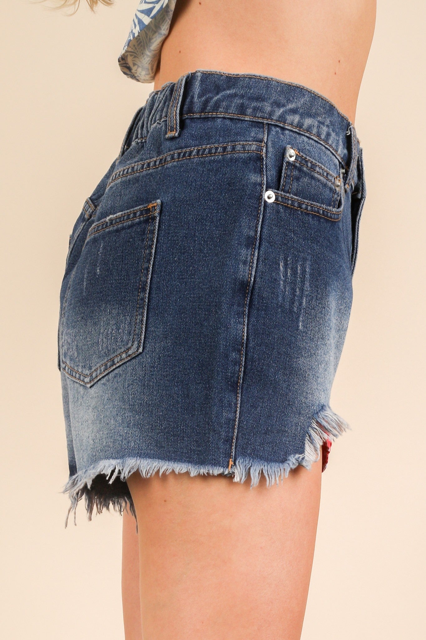 Contrast Jean Shorts