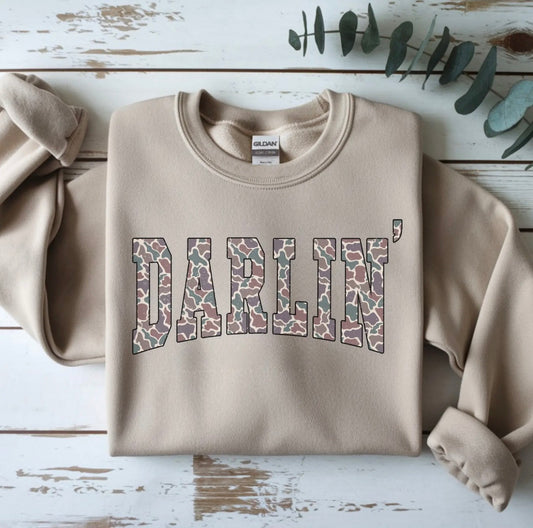 Darlin’ Camo Graphic Sweatshirt - Twisted Sisters Shoetique