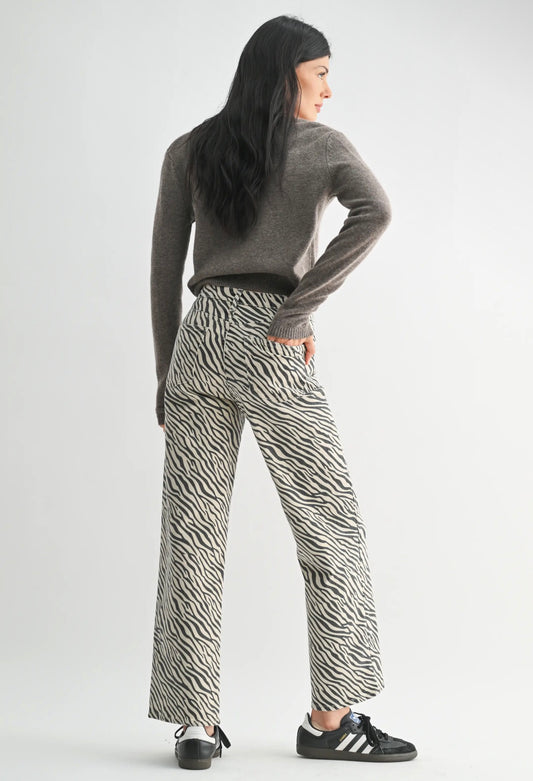Wild Side Zebra Print High Rise Jeans