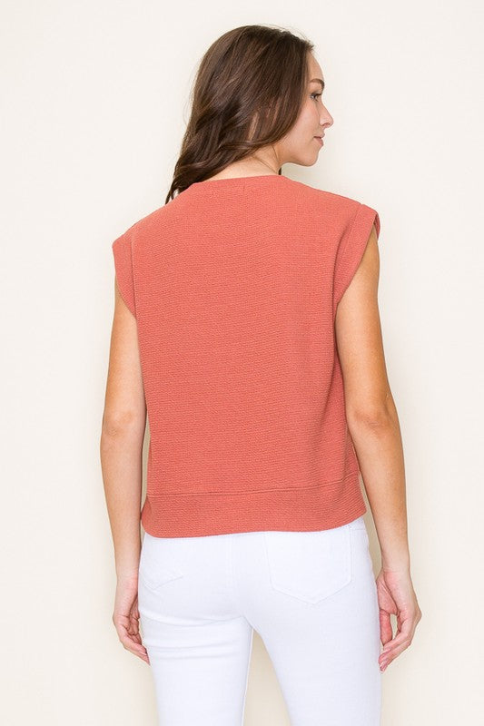Cloudy Knit Muscle Tee-Dusty Mauve