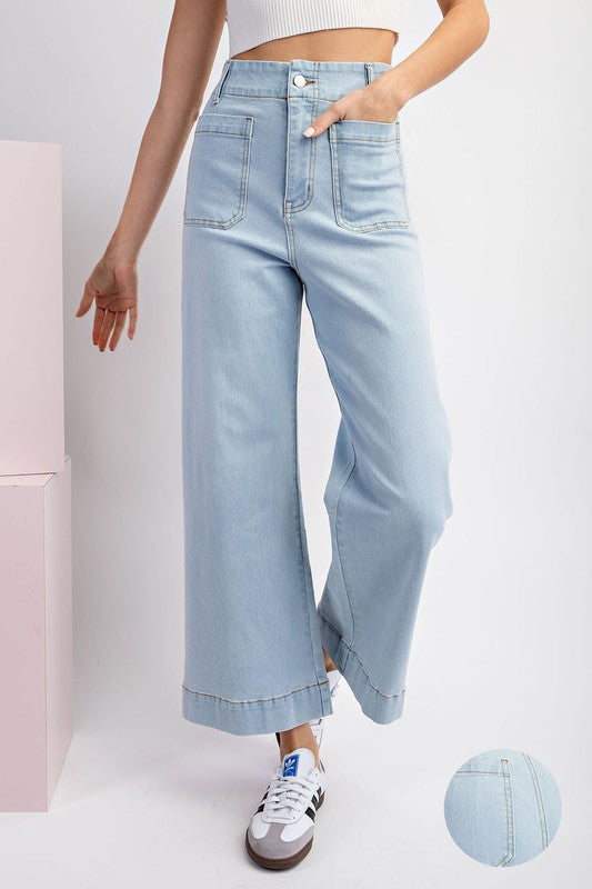 Mineral Washed Denim Crop