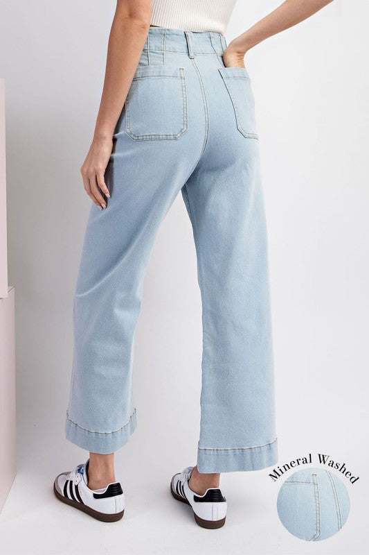 Mineral Washed Denim Crop