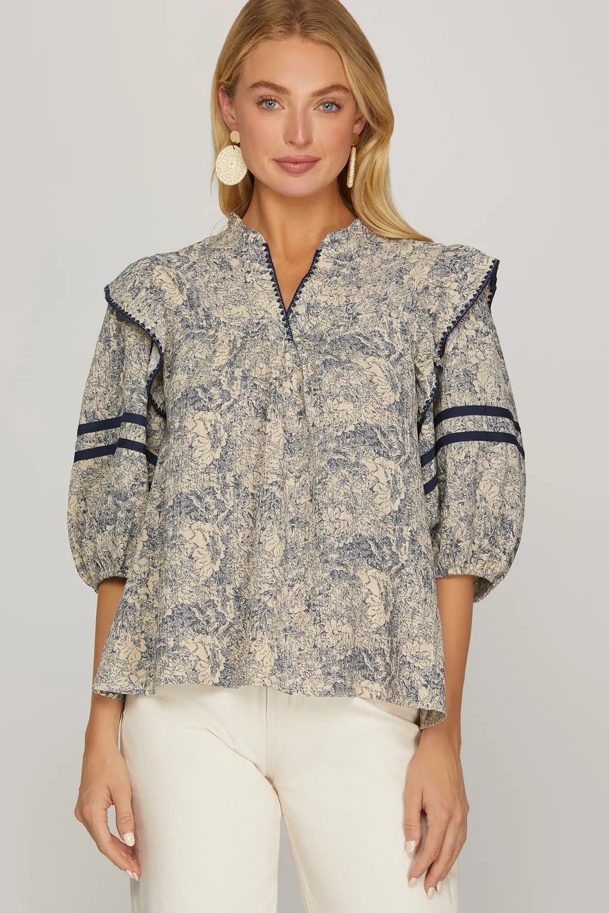 Navy Francine Blouse