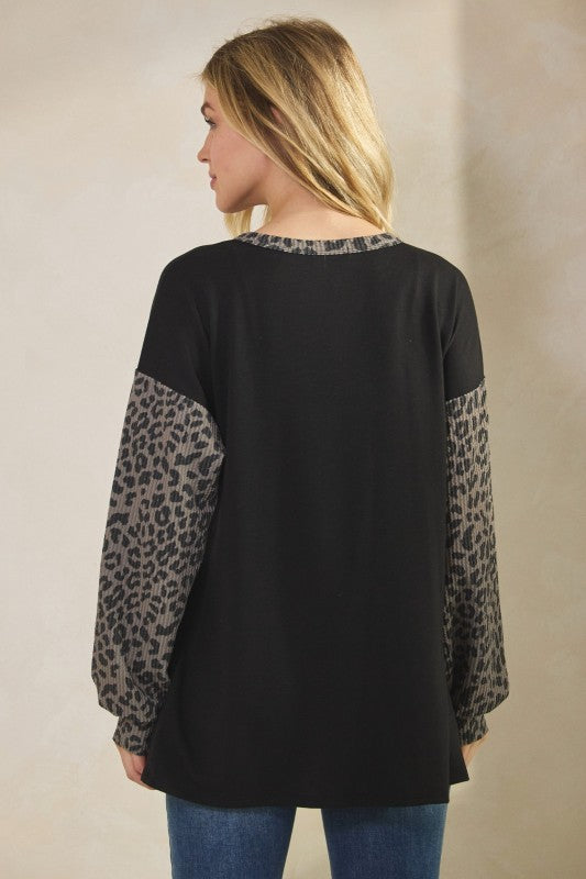 Leopard Long Sleeve Pumpkin Top