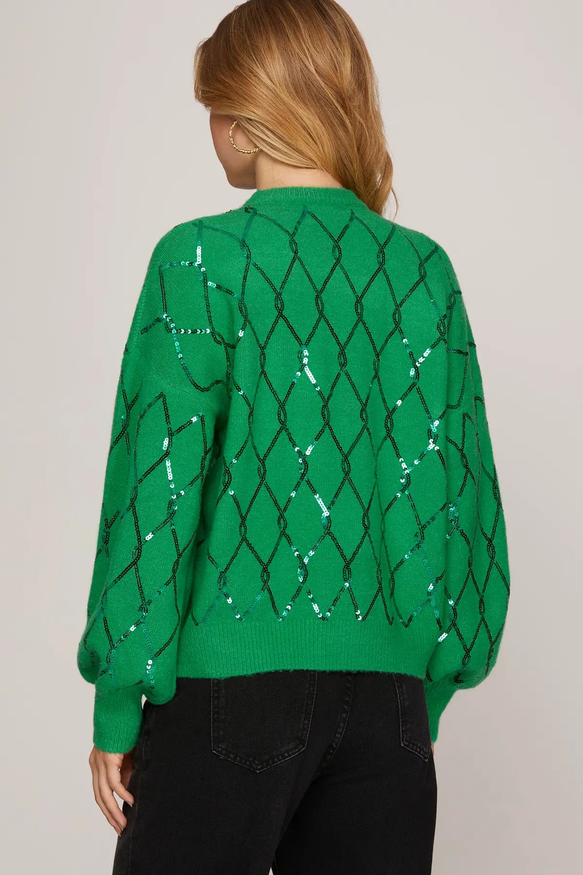 Kelly Green Sequin Sweater