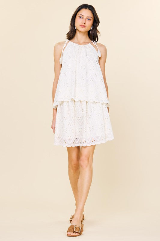 Sleeveless Chiffon Eyelet Top