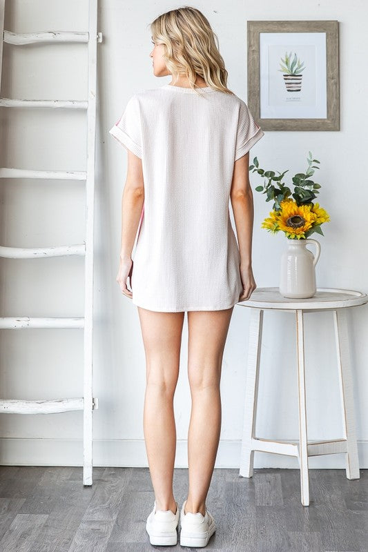 Floral Ribbed Top