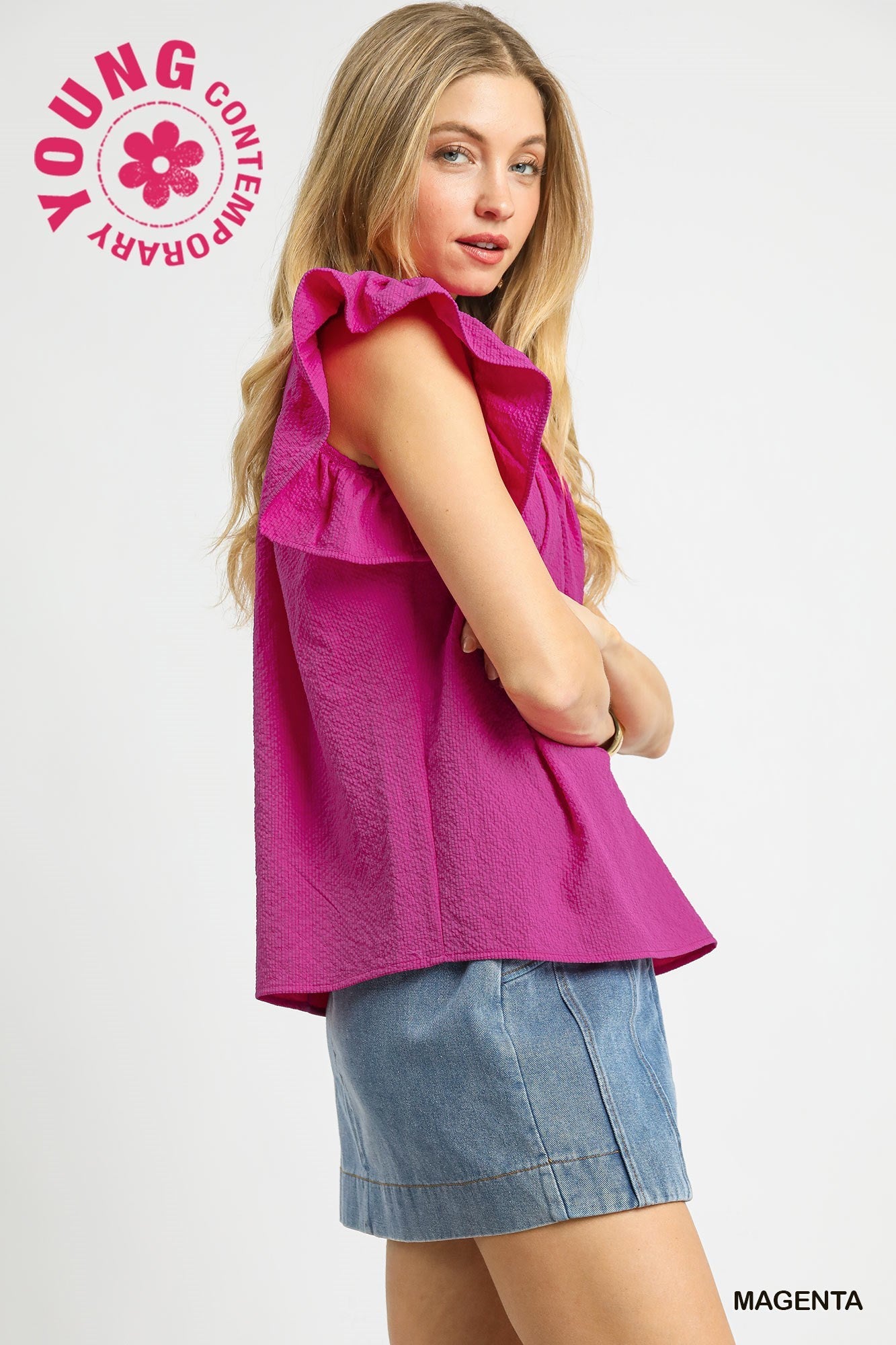 Magenta Embroidered Top