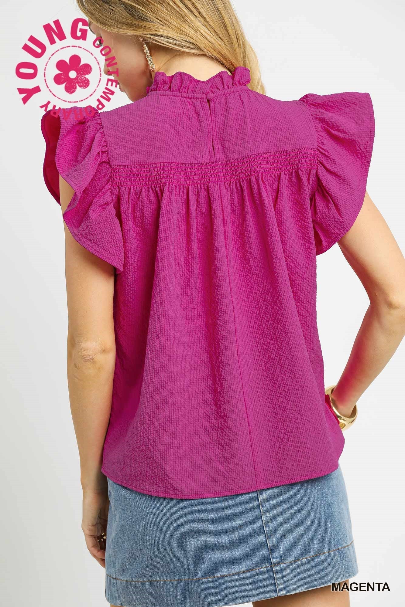 Magenta Embroidered Top