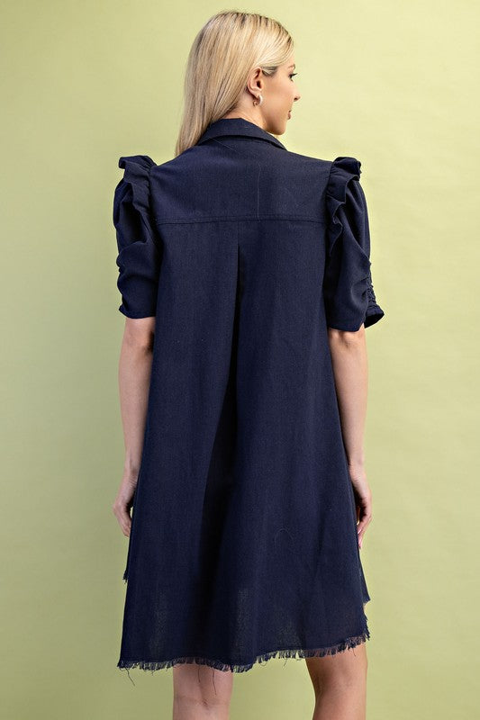 Linen Navy Dress