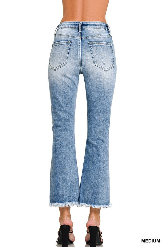 Raw Hem Crop Denim Jeans