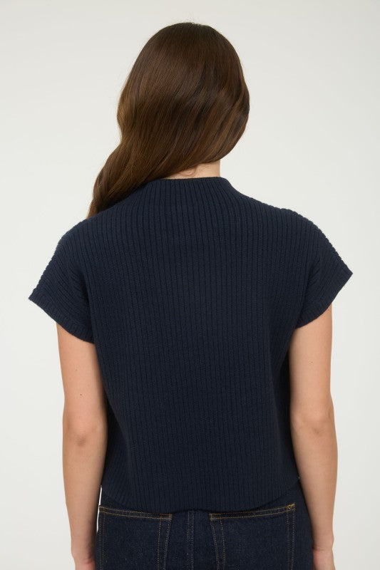 Mock Neck Sweater Pocket Top