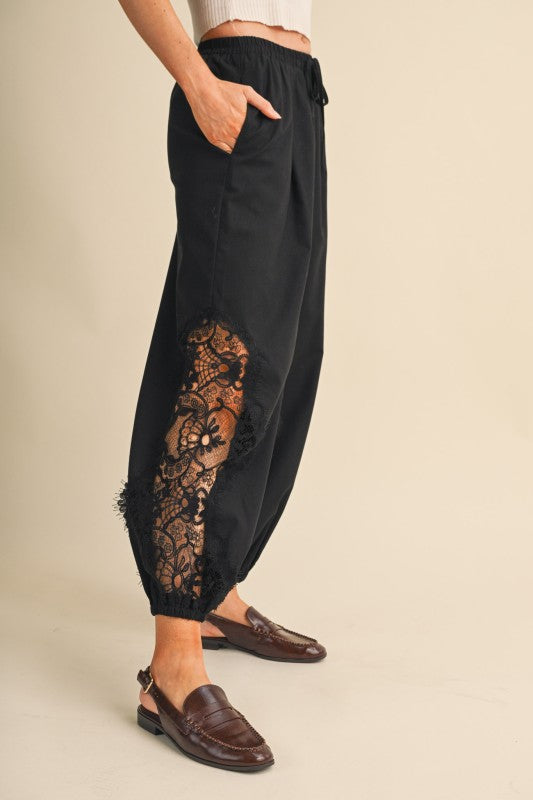 After Dark Lace Panel Balloon Pants