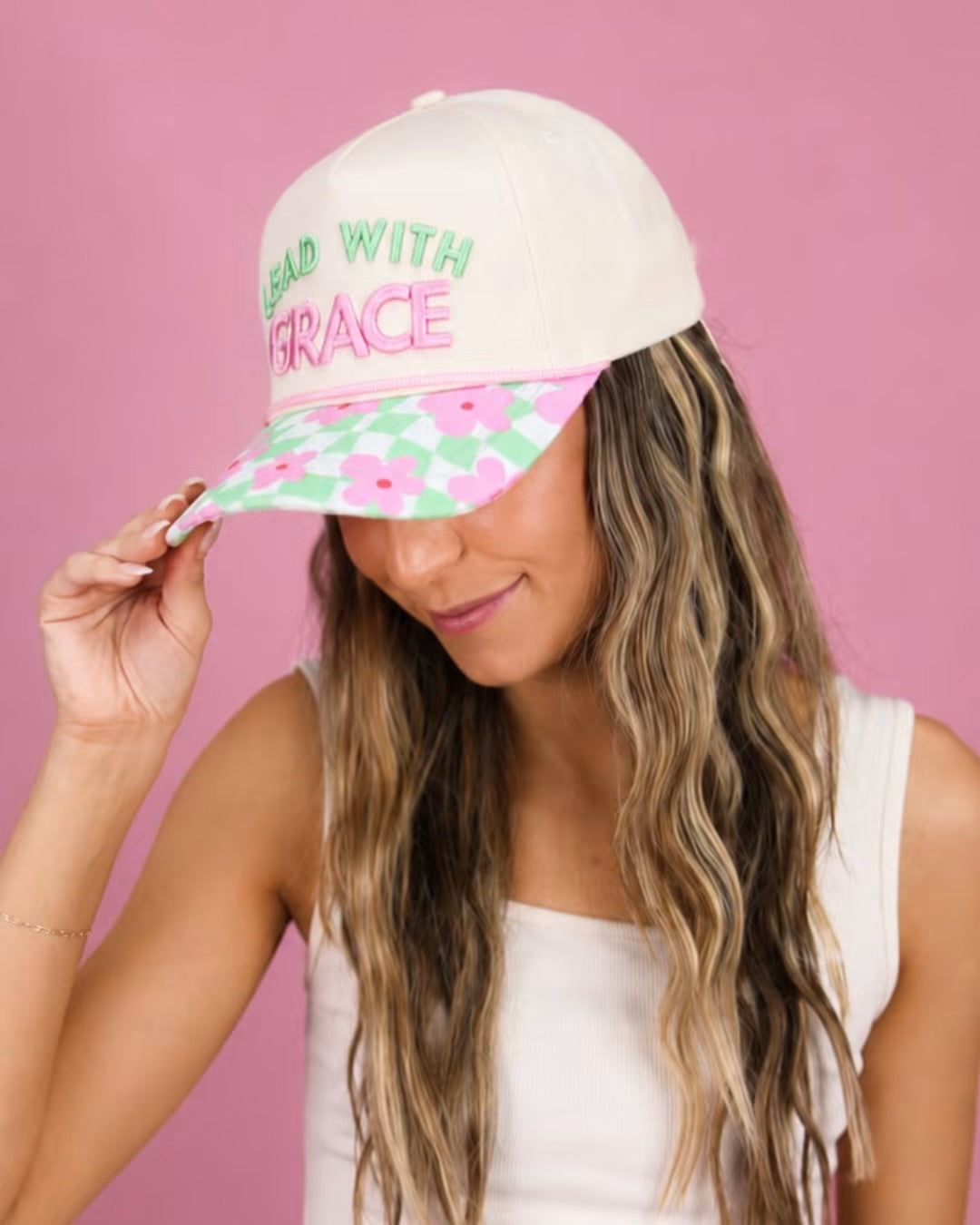 Lead With Grace Floral Trucker Hat