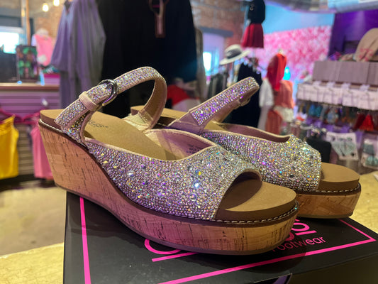 Corkys Treat Yourself Rhinestone Wedge Sandals - Twisted Sisters Shoetique