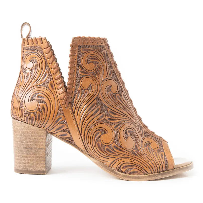 Persimmonee Peep-Toe Booties by Myra