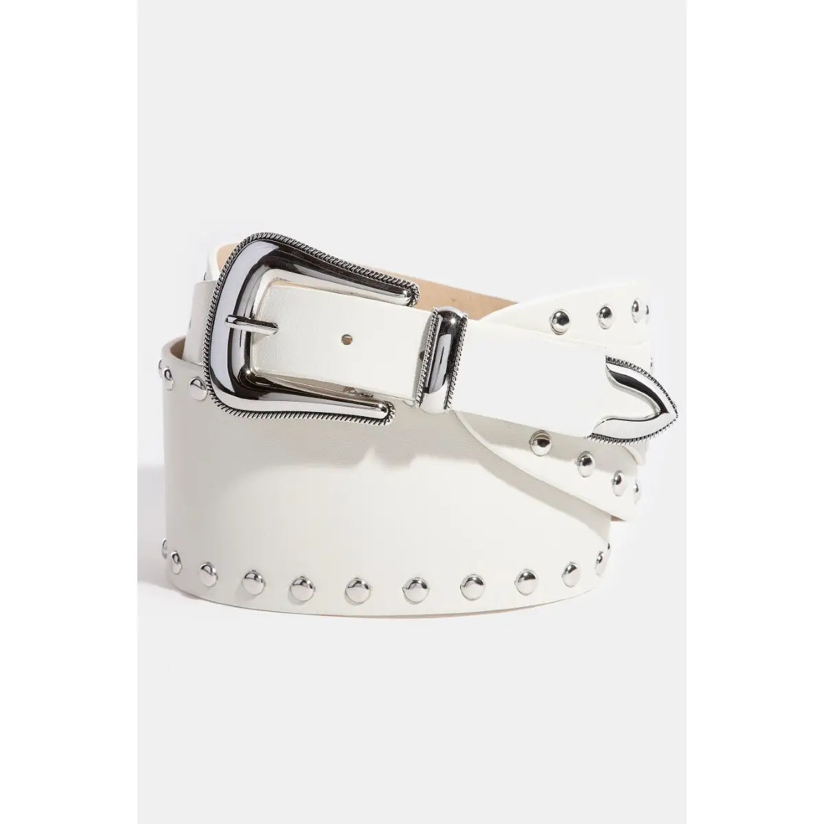 Ivory Wide Studded Western Belt