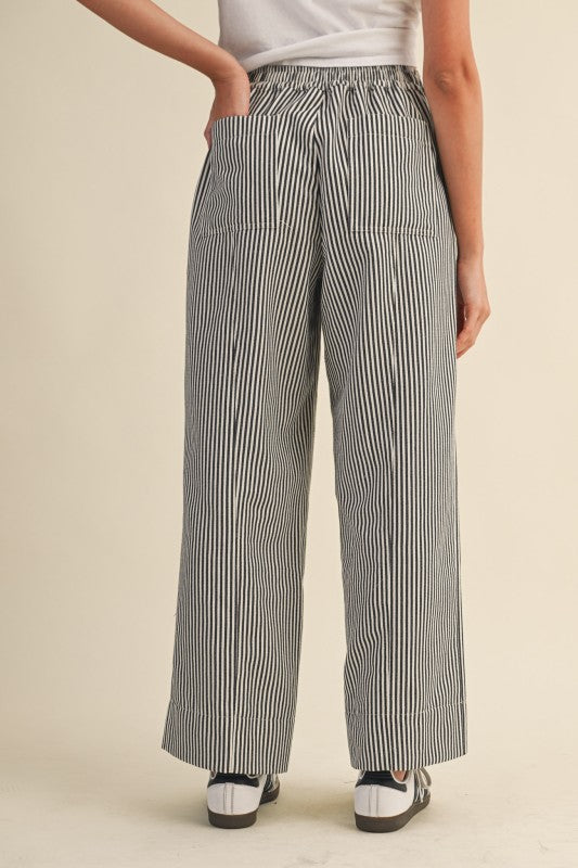 Black Stripe Wide Legs