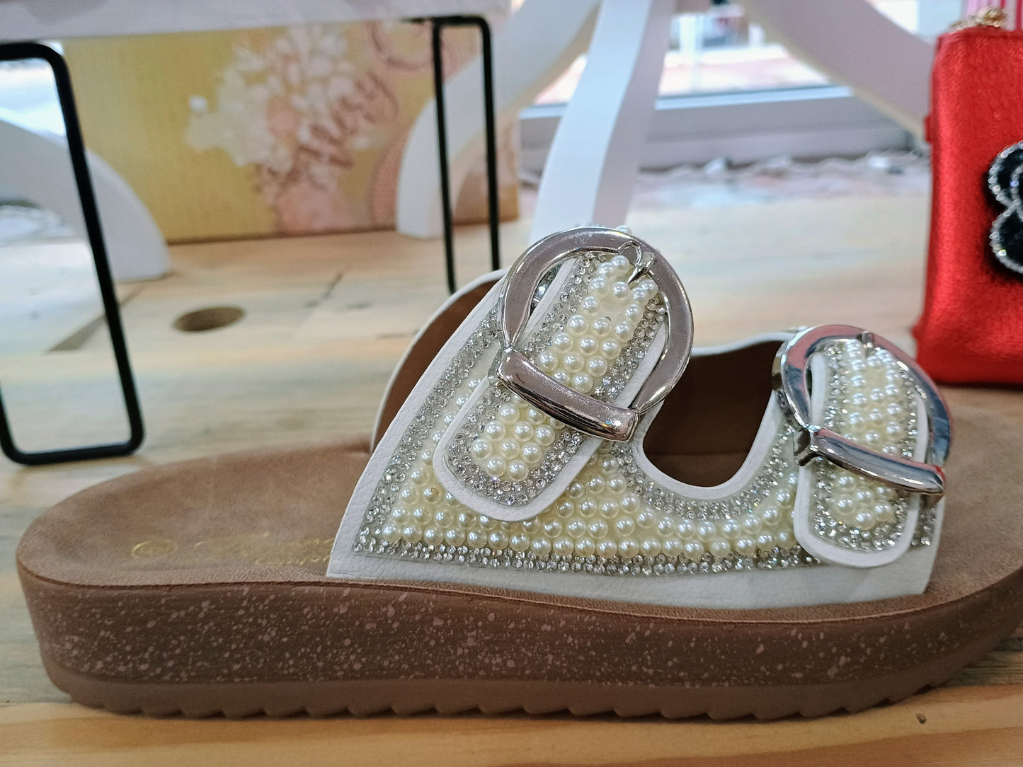 Pearl Double Buckle Sandals