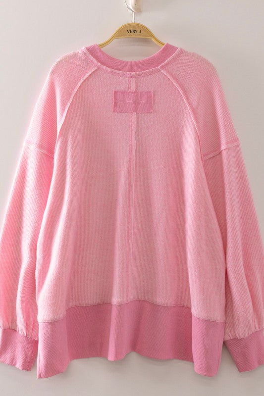Pink Pop Washed Thermal Top
