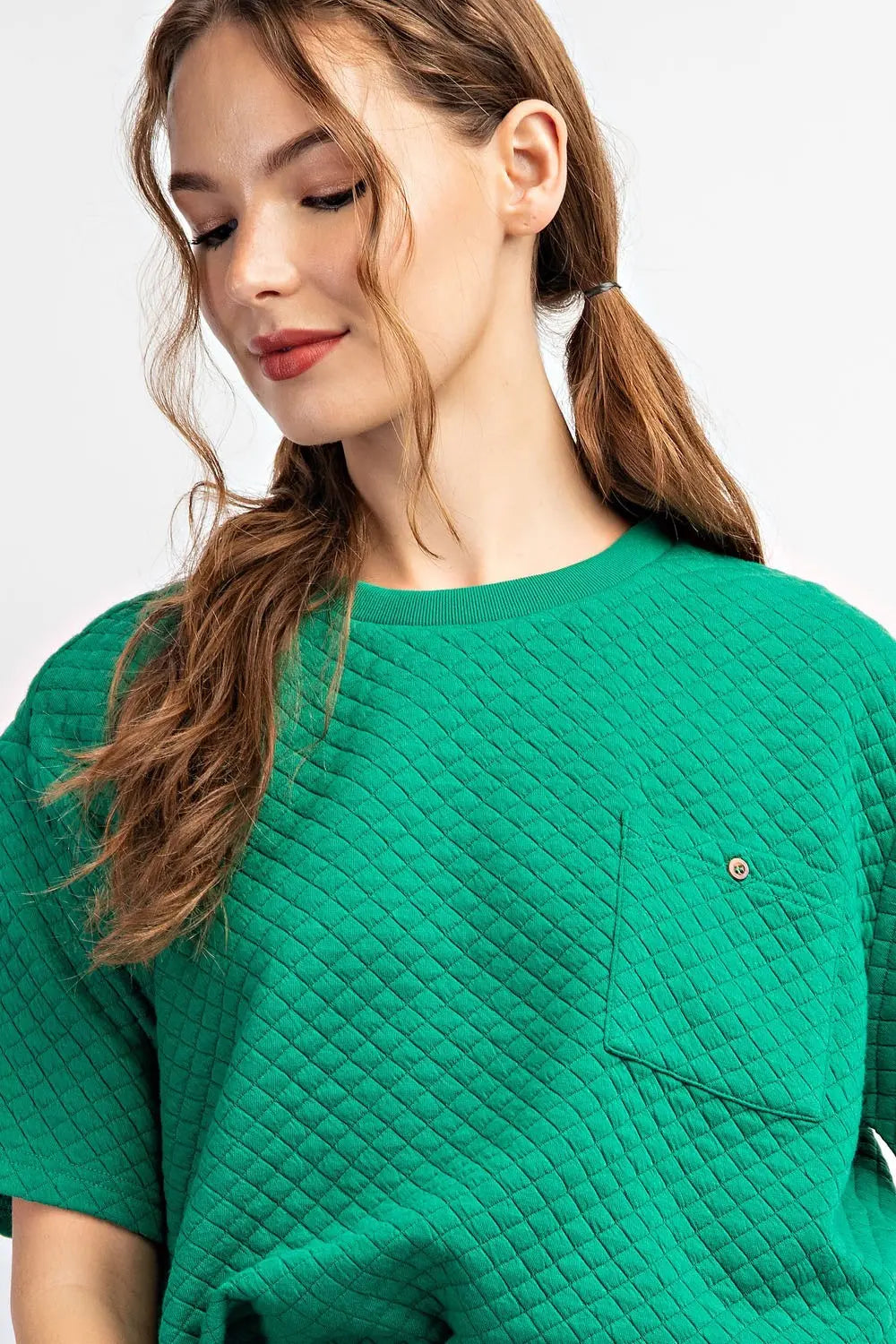 Easy Going Quilted Top – Kelly Green
